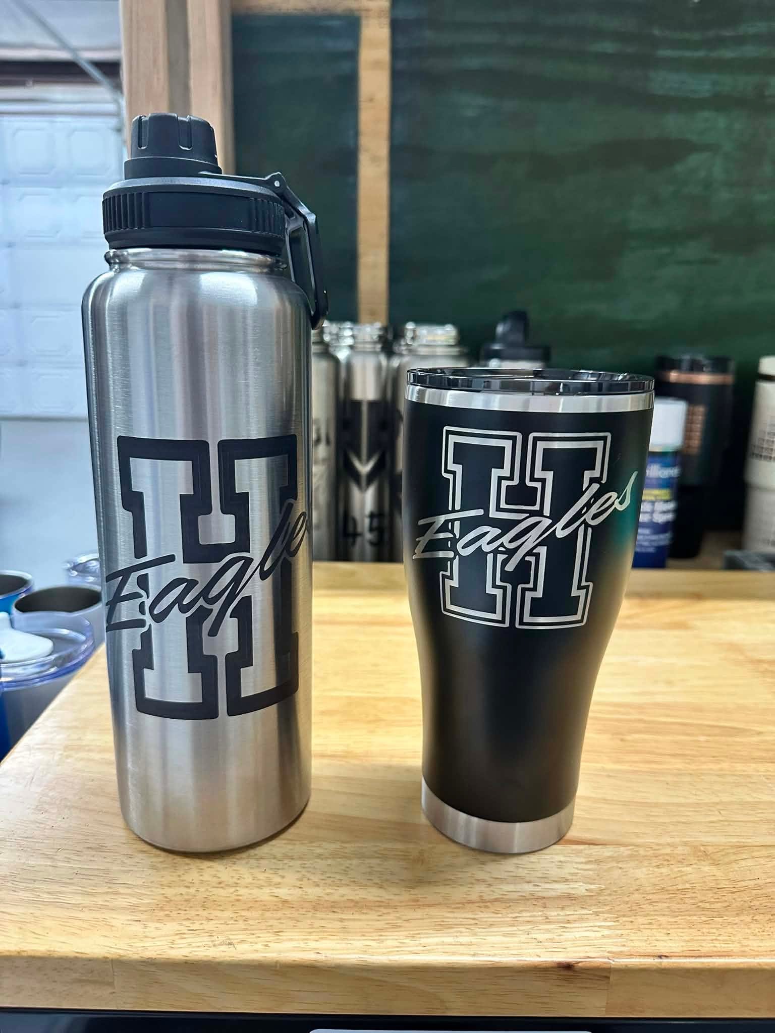 Laser engraved drinkware